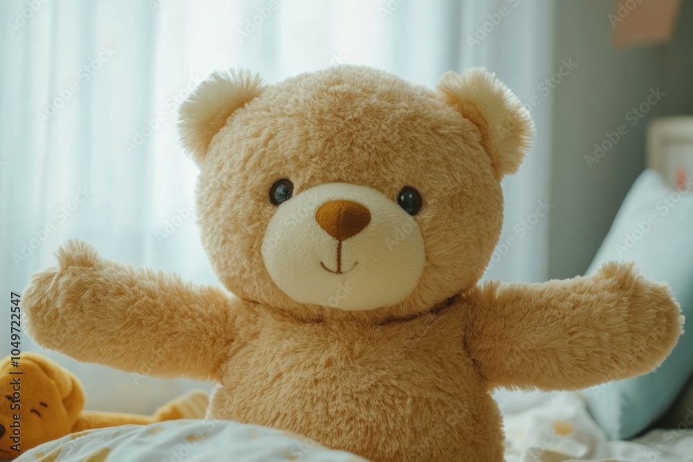 Cute Plush Bear with Open Arms on Bed Cute Plush Bear with Open Arms on Bed