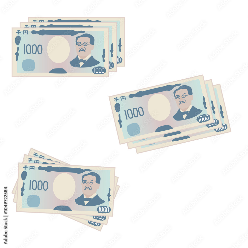 Obraz premium 新しい千円札の3枚のイラスト