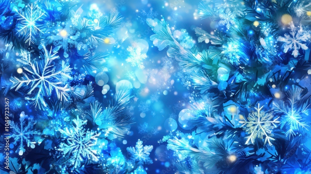 Fototapeta premium Winter Wonderland: Icy Snowflakes Adorn the Magical Landscape