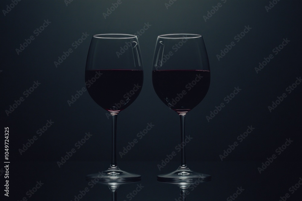 Elegant Red Wine Glasses on Dark Background Elegant Red Wine Glasses on Dark Background