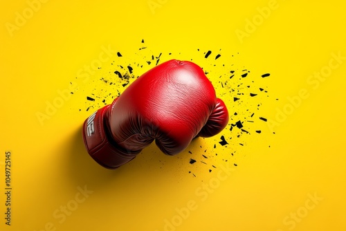 A minimalist icon of a boxing glove striking, capturing the moment of a takedown photo