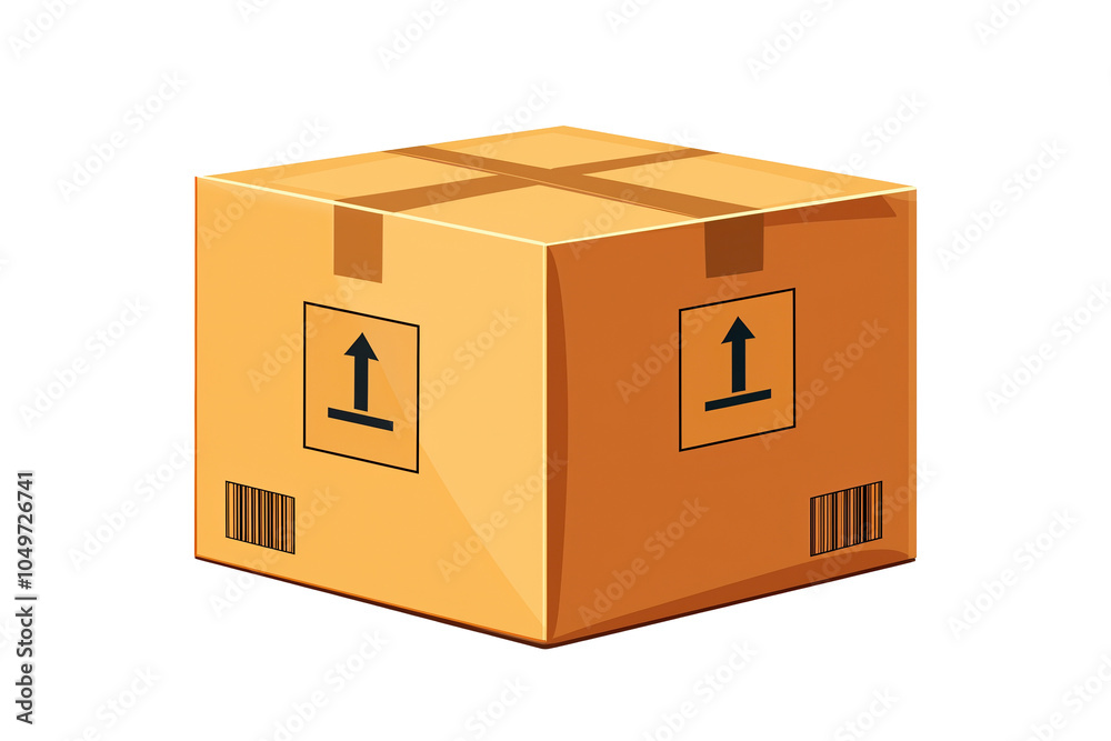 A cardboard box on a white isolated background for packaging or shipping services. isolated on transparent background. A cardboard box on a white isolated background for packaging or shipping services. isolated on transparent background.