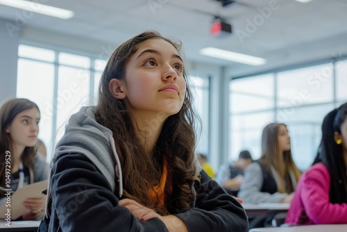 Thoughtful Student in Classroom Setting