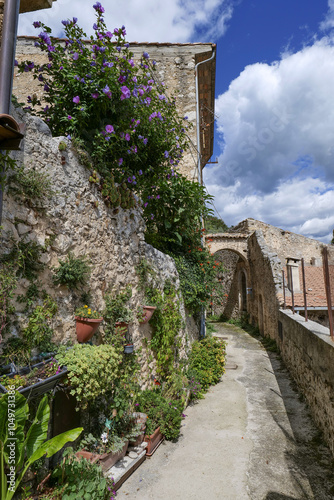 A street between the old houses of Alvito in Lazio, Italy. 
 photo