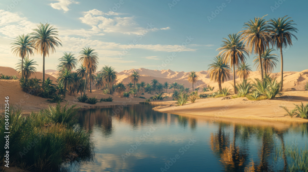 Desert landscape featuring an oasis Desert landscape featuring an oasis