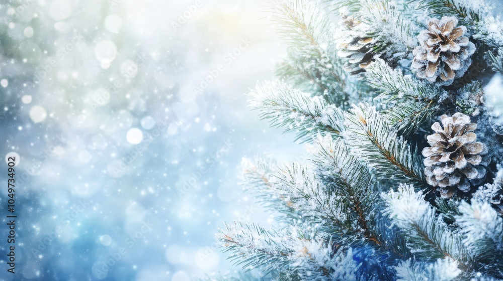 Snowy Pine Tree Branches in Wintertime Blizzard Snowy Pine Tree Branches in Wintertime Blizzard