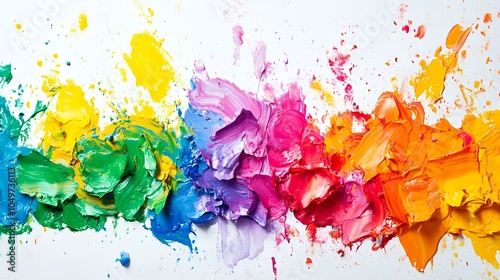 Rainbow Paint Palette with Rich Textural Strokes and Vibrant Colors