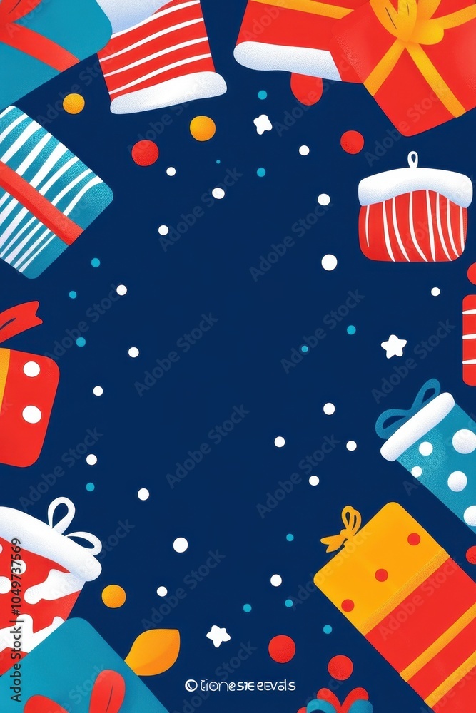 Obraz premium Vibrant Gifts and Holiday Decorations on a Dark Background