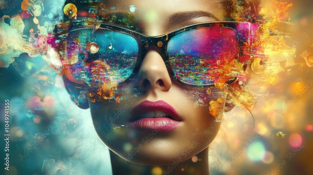 Woman with Cityscape Sunglasses