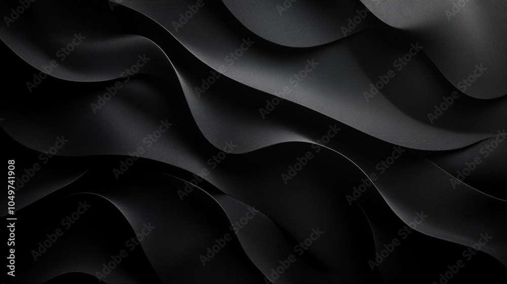 Fototapeta premium Textured black waves create an abstract background in a modern design setting