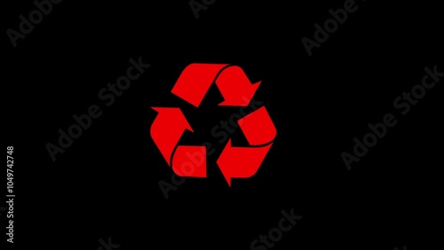 A recycling arrow symbol triangle.red color set arrow. the design emphasis matrials to reduce waste and promote enviromental conservation  product. photo