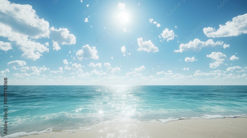 Fototapeta premium A breathtaking HD panorama featuring a summer sea with clear, sunlit water.