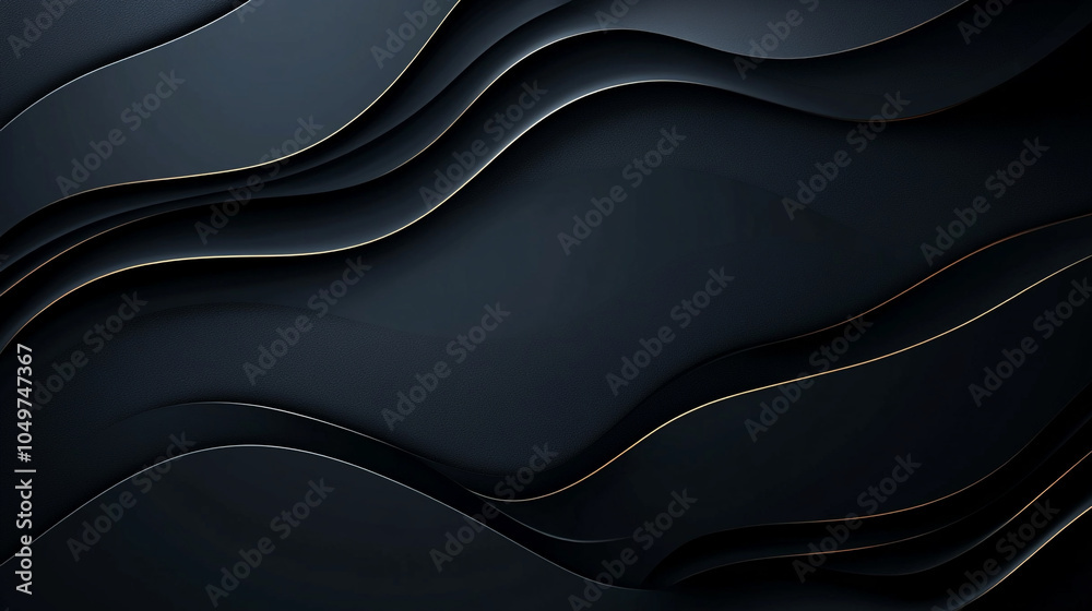 Fototapeta premium Elegant abstract black waves with golden accents in a modern design setting