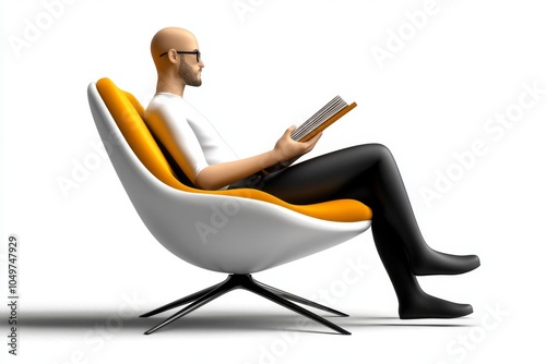 A minimalist icon of a person lounging in a chair with a book, symbolizing taking it easy with clean lines and a relaxed posture photo