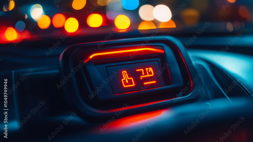Your car's battery is low. A warning message is showing on the screen, and the battery icon is flashing. You should charge your car soon.