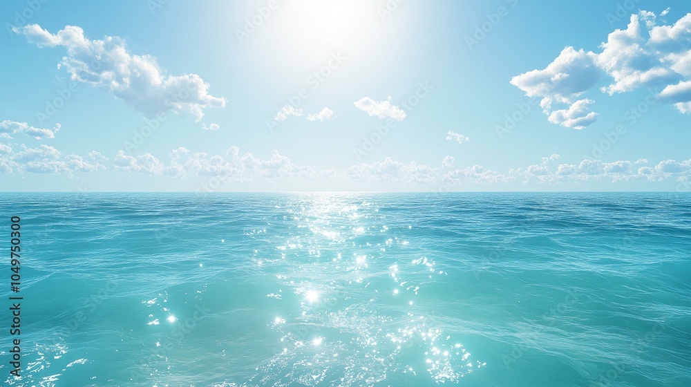 Fototapeta premium A breathtaking HD panorama featuring a summer sea with clear, sunlit water.