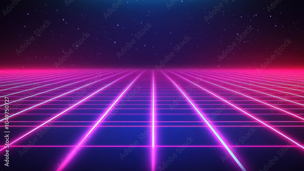 A vibrant retro-style grid with neon pink and blue colors, set against a dark starry background, ideal for sci-fi themes and digital art. A vibrant retro-style grid with neon pink and blue colors, set against a dark starry background, ideal for sci-fi themes and digital art.