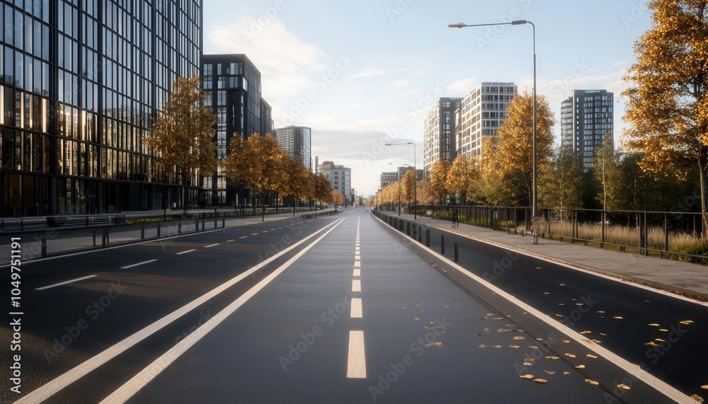 Cycle lane in a city network, clean and modern, [network , lane , cycle lane], ,