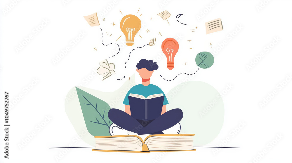 Improving yourself and managing your life effectively. This illustration shows the idea of learning and personal development in a simple and modern way. Improving yourself and managing your life effectively. This illustration shows the idea of learning and personal development in a simple and modern way.