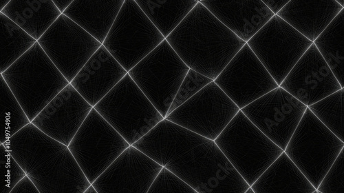 Abstract black and white geometric pattern with thin lines forming a grid of diamonds. photo