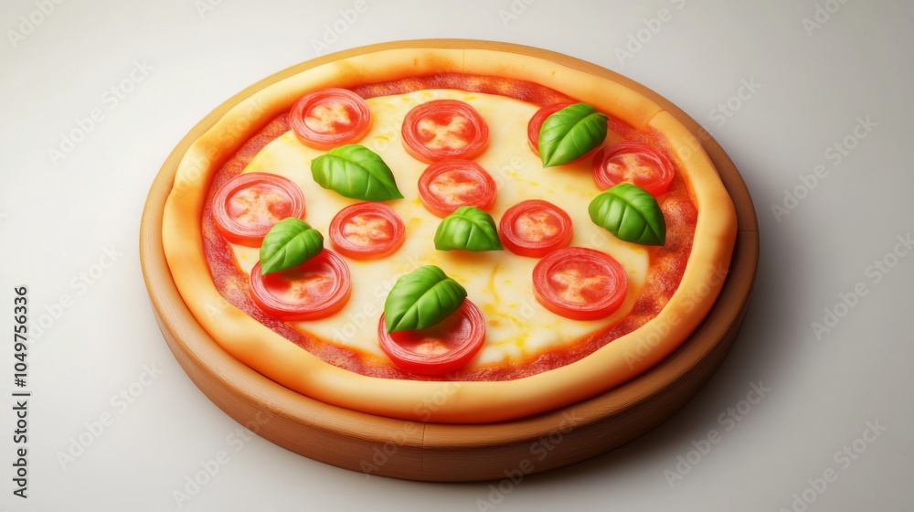 Realistic 3D Pizza on White Background Realistic 3D Pizza on White Background