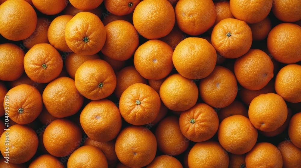 Bright orange mandarins forming a textured background, their vibrant color and round shapes creating a fresh and healthy visual.