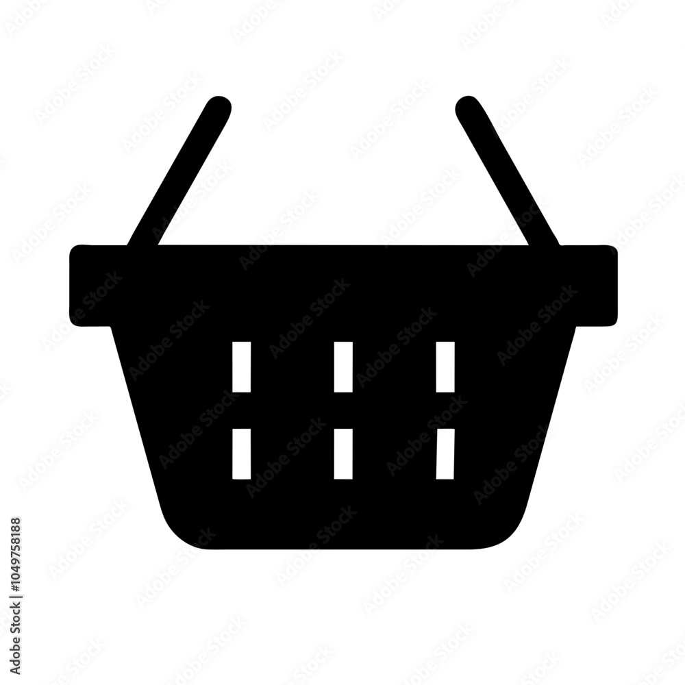 Icon of a shopping basket, representing retail and shopping