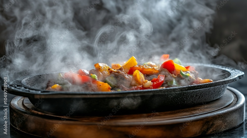 Sizzling Fajitas with Vegetables in 3D Style Sizzling Fajitas with Vegetables in 3D Style