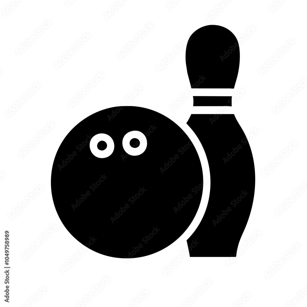 Icon of a bowling ball and pins representing the sport Icon of a bowling ball and pins representing the sport
