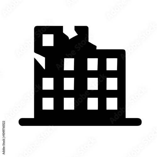  Icon of a damaged building to signify destruction or disrepair