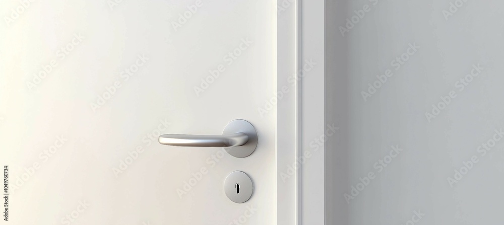 Modern White Door with Silver Handle and Keyhole Modern White Door with Silver Handle and Keyhole