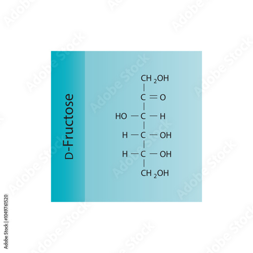 D-Fructose skeletal structure diagram.Ketose compound molecule scientific illustration.