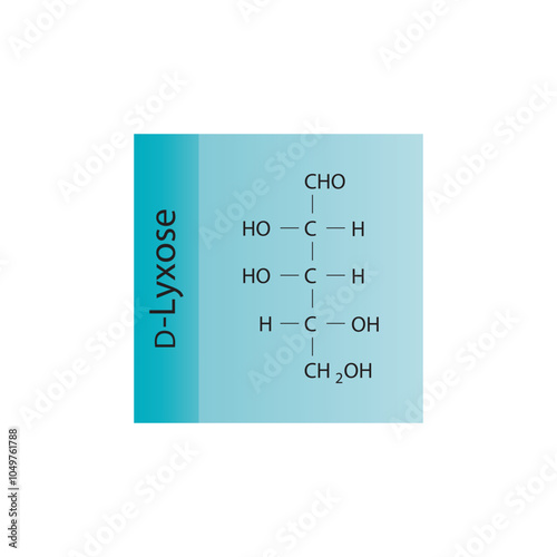 D-Lyxose skeletal structure diagram.Sugar compound molecule scientific illustration.