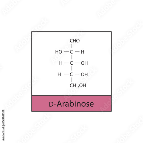 D-Arabinose skeletal structure diagram.Sugar compound molecule scientific illustration.