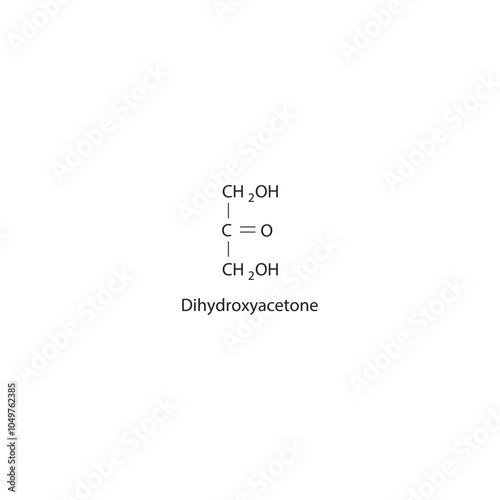 Dihydroxyacetone skeletal structure diagram.Ketose compound molecule scientific illustration.