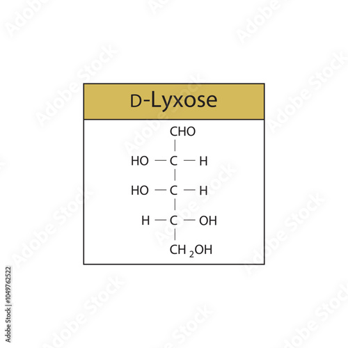 D-Lyxose skeletal structure diagram.Sugar compound molecule scientific illustration.