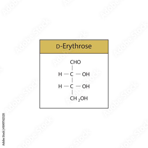D-Erythrose skeletal structure diagram.Sugar compound molecule scientific illustration.