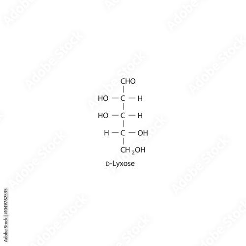 D-Lyxose skeletal structure diagram.Sugar compound molecule scientific illustration.