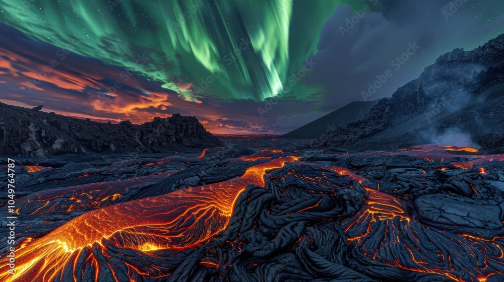 Fototapeta premium A dramatic view of an isolated glacier cave with complex, fractal-like ice formations and a rare, vivid planetary conjunction creating a striking visual contrast