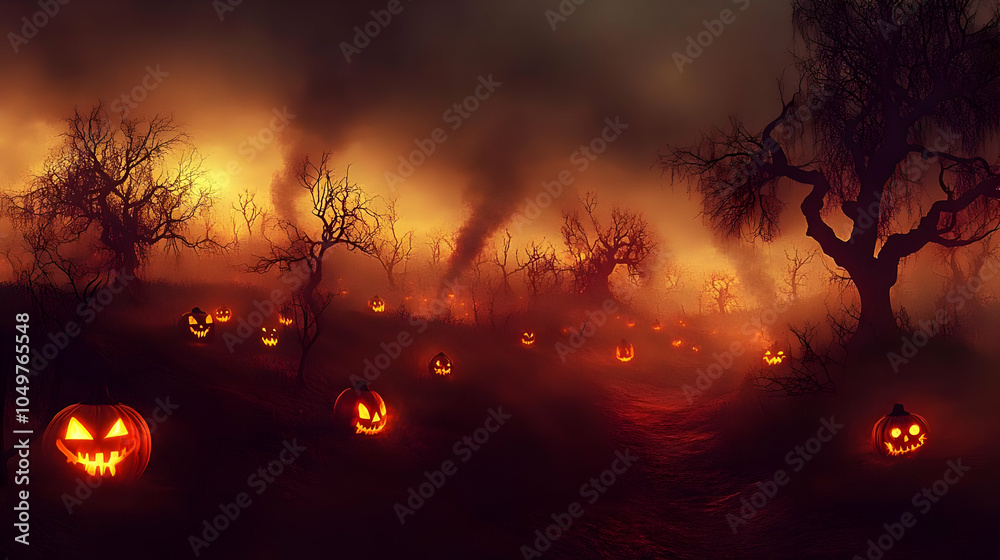 Halloween Jack-o'-Lantern Forest Illustration Halloween Jack-o'-Lantern Forest Illustration