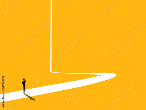 last curve of business. Businessman makes a decision on the difficult path