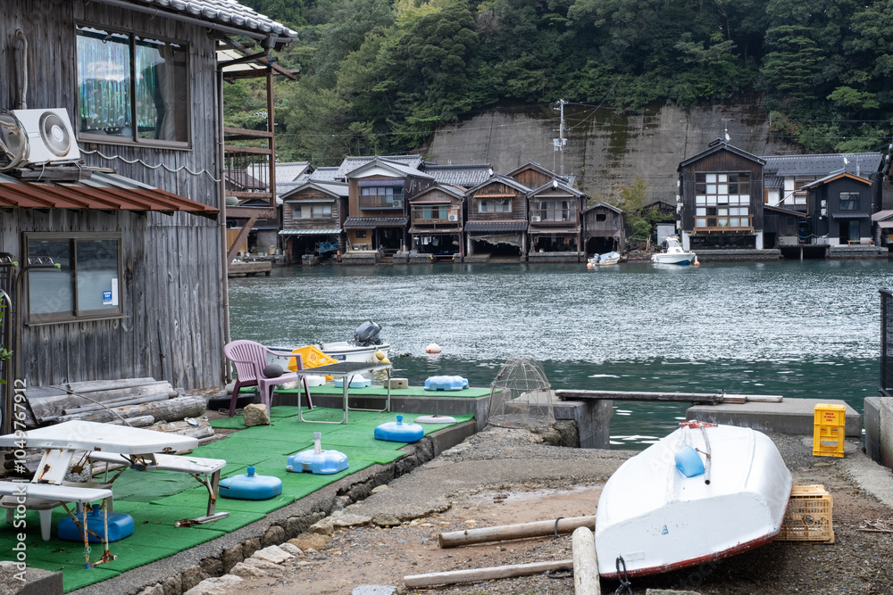 Ine Fishing Village, is famous for its unique funaya, or boat houses. These wooden buildings sit right on the water and serve as both dock and home for the fishermen