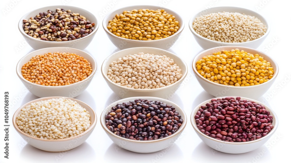Fototapeta premium Assorted Grains and Legumes on White Plate