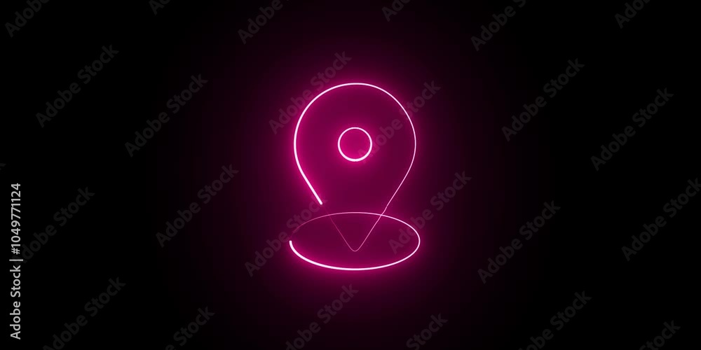glowing neon pink color location animation icon search signal place point navigation direction address map road track animated sign symbol on black background glowing neon pink color location animation icon search signal place point navigation direction address map road track animated sign symbol on black background