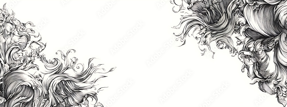 Fototapeta premium Vintage label frame design, line art drawing, detailed and intricate ink lines design, white background design, 