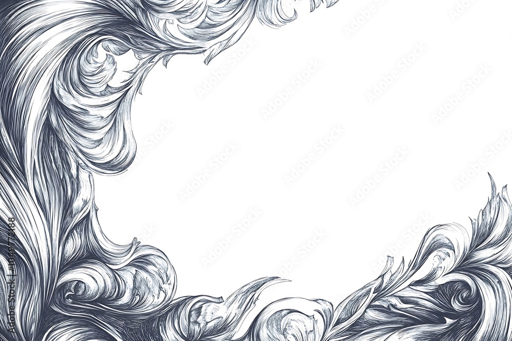 Fototapeta premium Vintage label frame design, line art drawing, detailed and intricate ink lines design, white background design, 