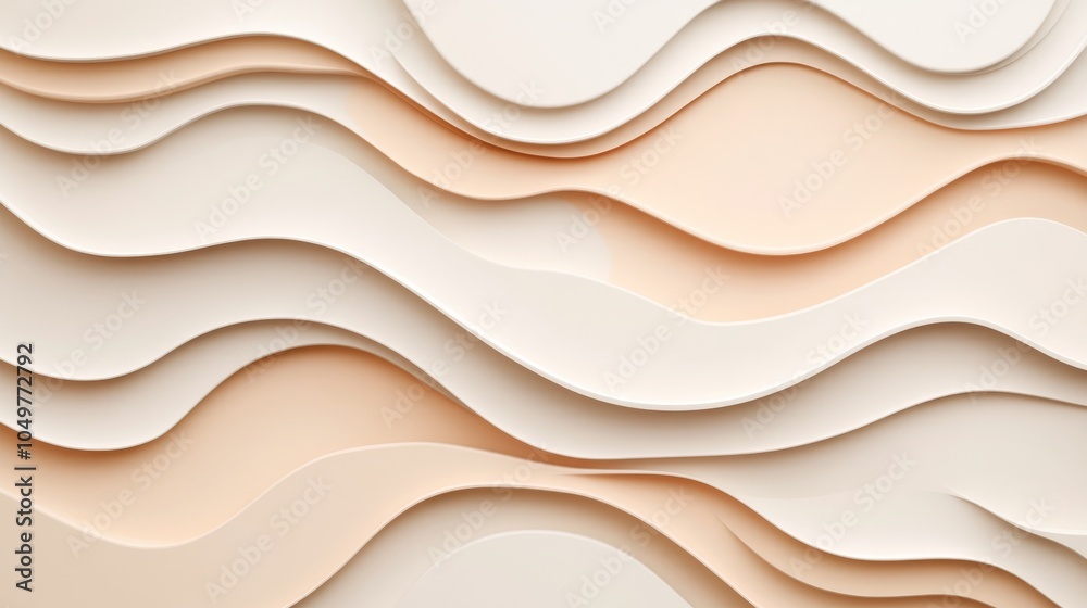 Obraz premium Aesthetic wave pattern in soft beige and cream tones, ideal for background, design, and creative projects.