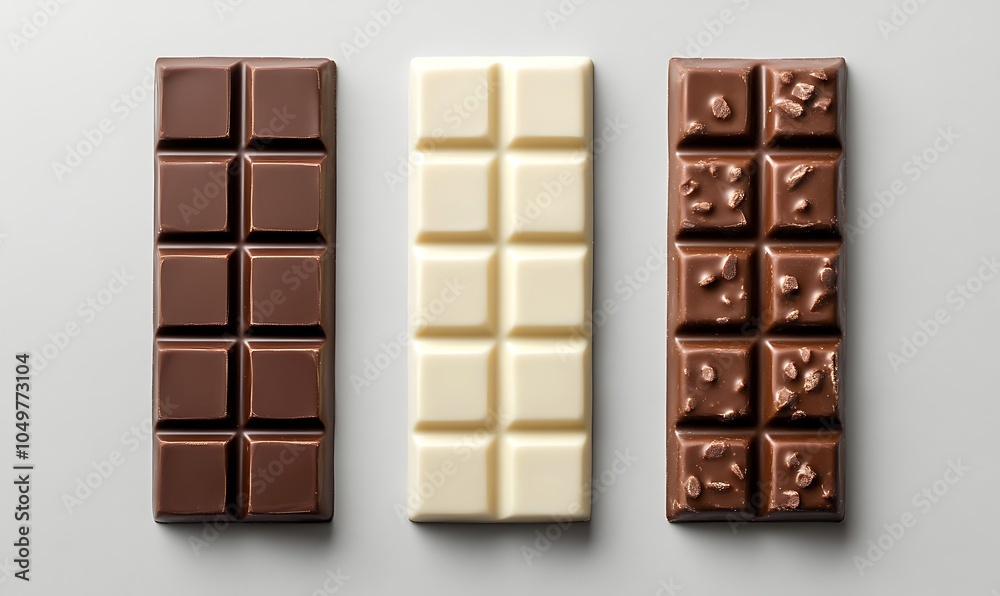 Set of white blank packaging for a chocolate bar with brown and beige colors, top view isolated on a grey background mockup template design
Set of white blank packaging for a chocolate bar with brown and beige colors, top view isolated on a grey background mockup template design