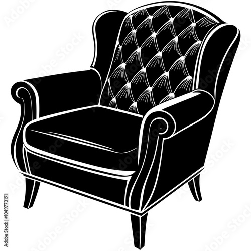 club chair  silhouette vector art 