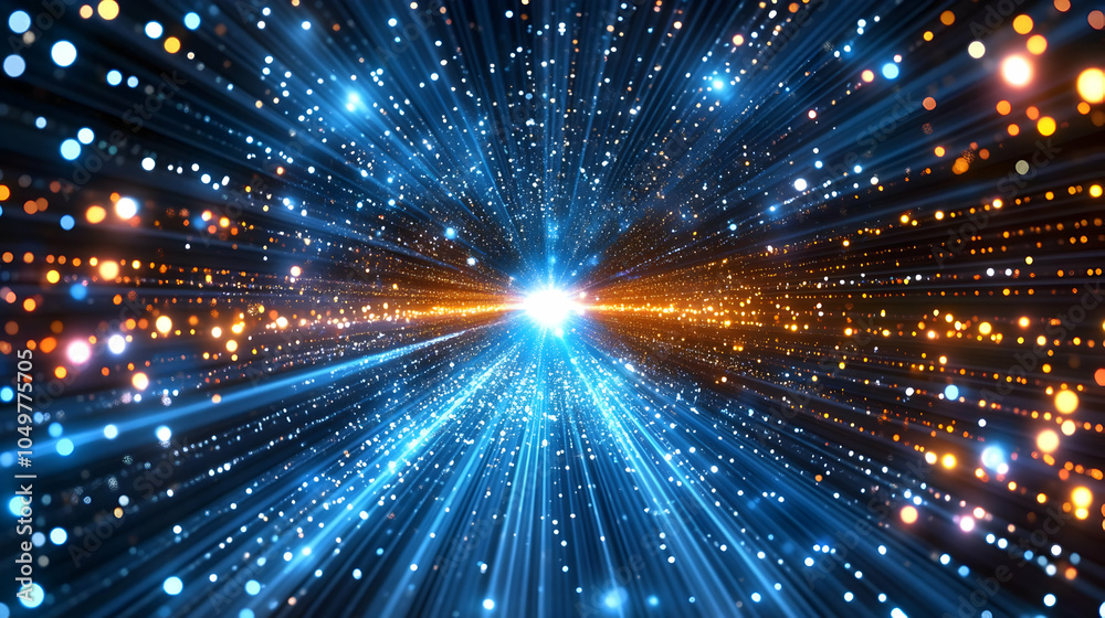 Fototapeta premium Bright Laser Light Background with Colorful Rays